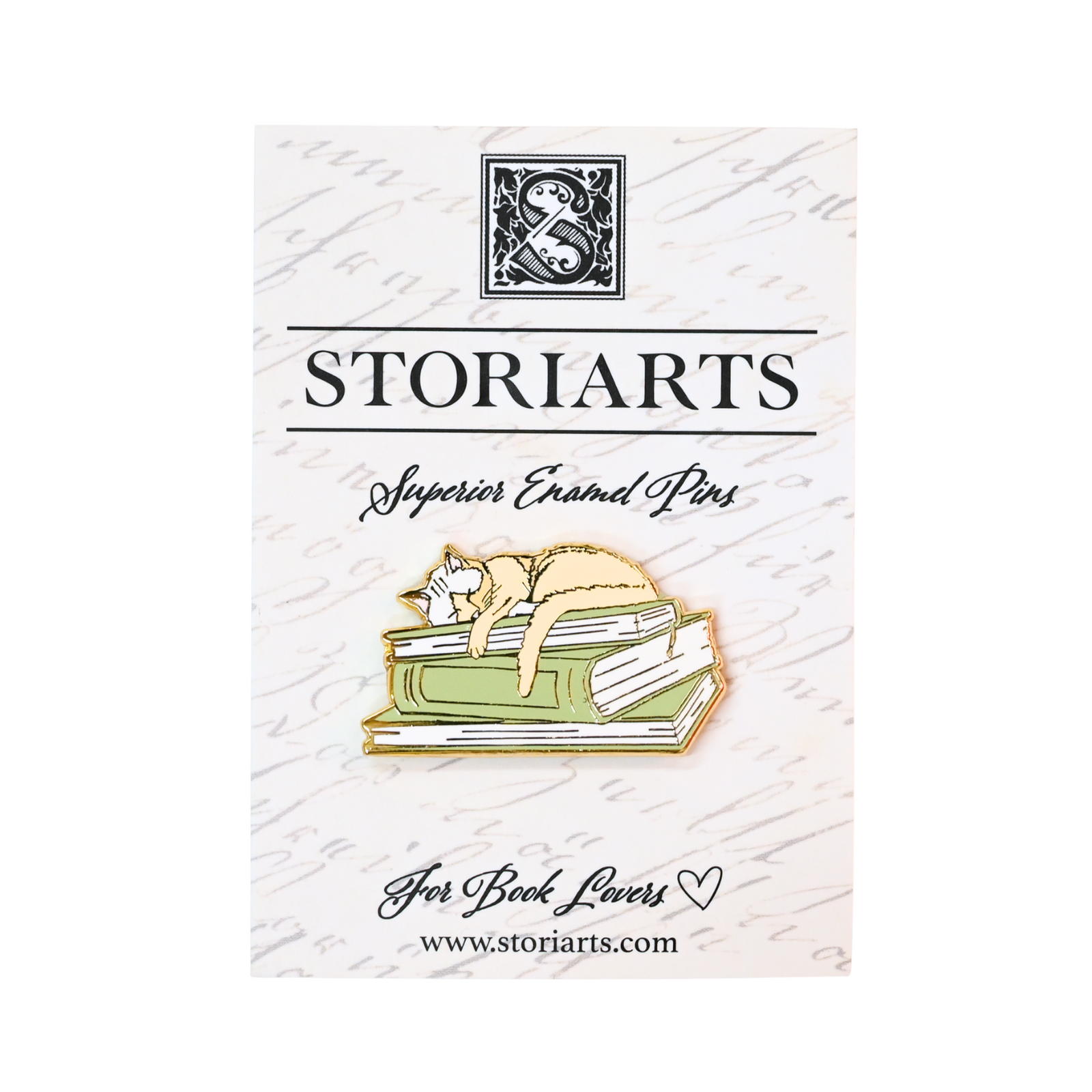 Puss on Books Enamel Pin