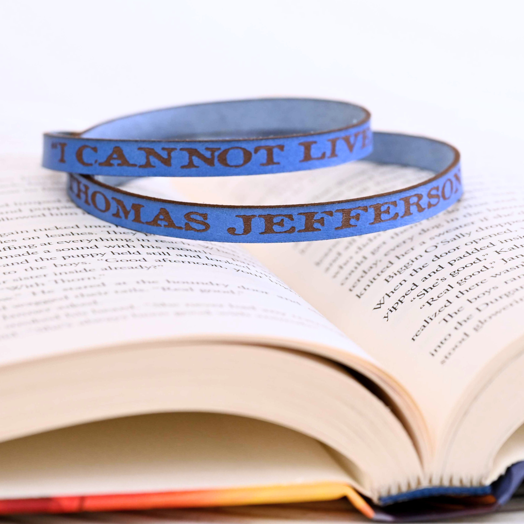 I Cannot Live Without Books Leather Quote Bracelet