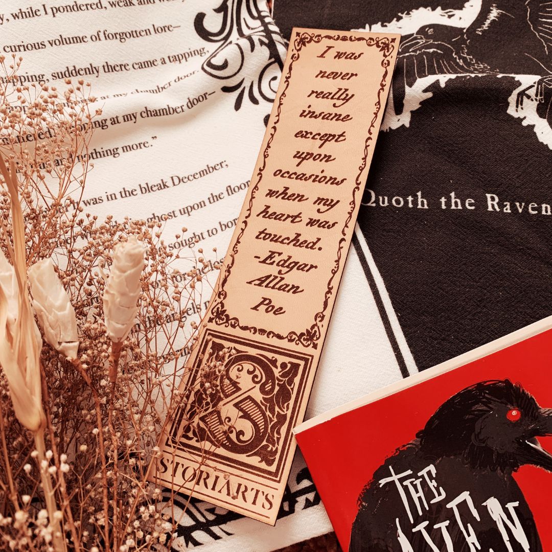 Edgar Allan Poe Leather Quote Bookmark