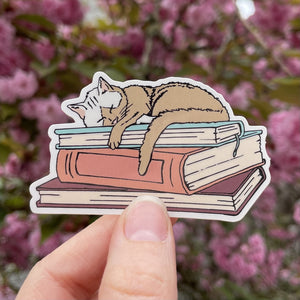 Puss on Books Sticker