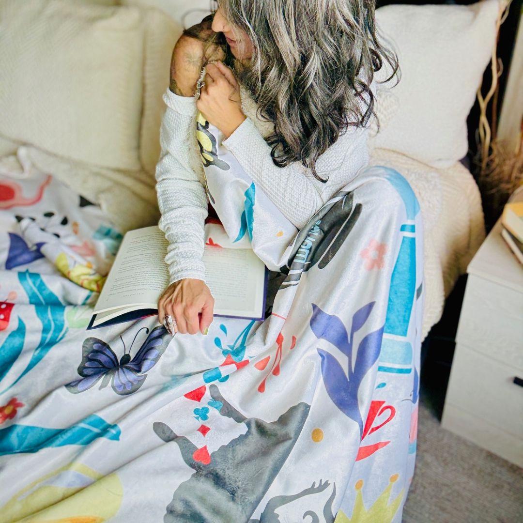 Alice in Wonderland Sherpa Fleece Book Blanket