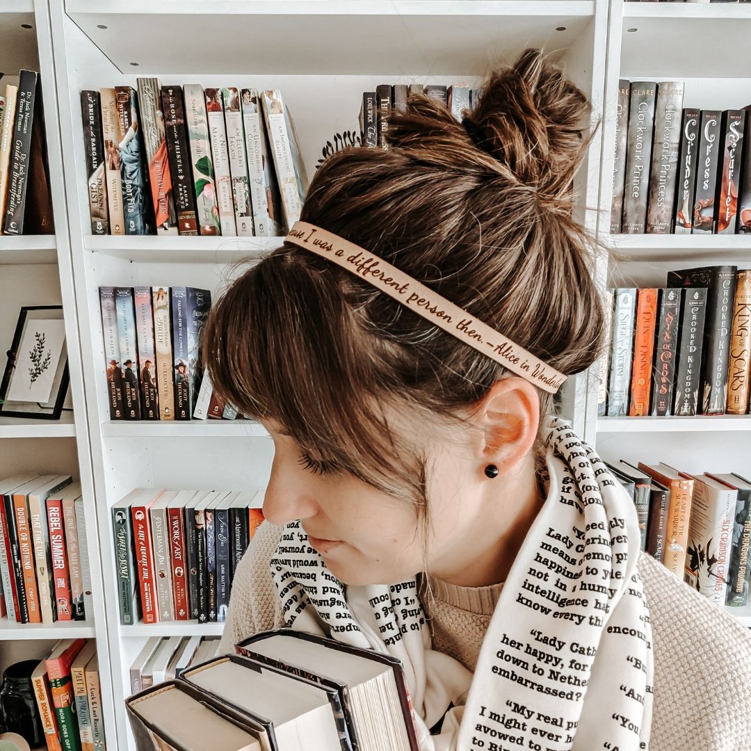 Alice in Wonderland Leather Quote Headband