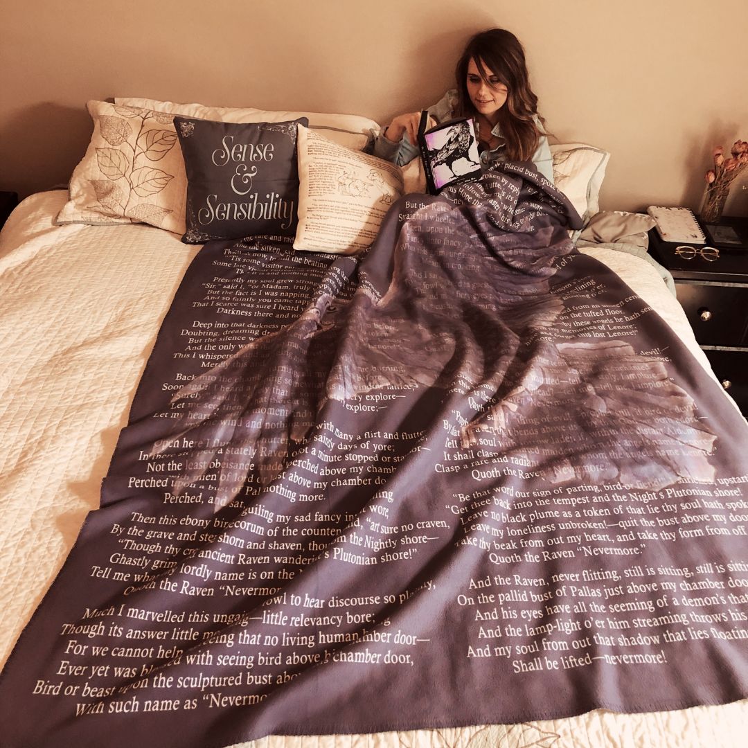 The Raven Sherpa Fleece Book Blanket