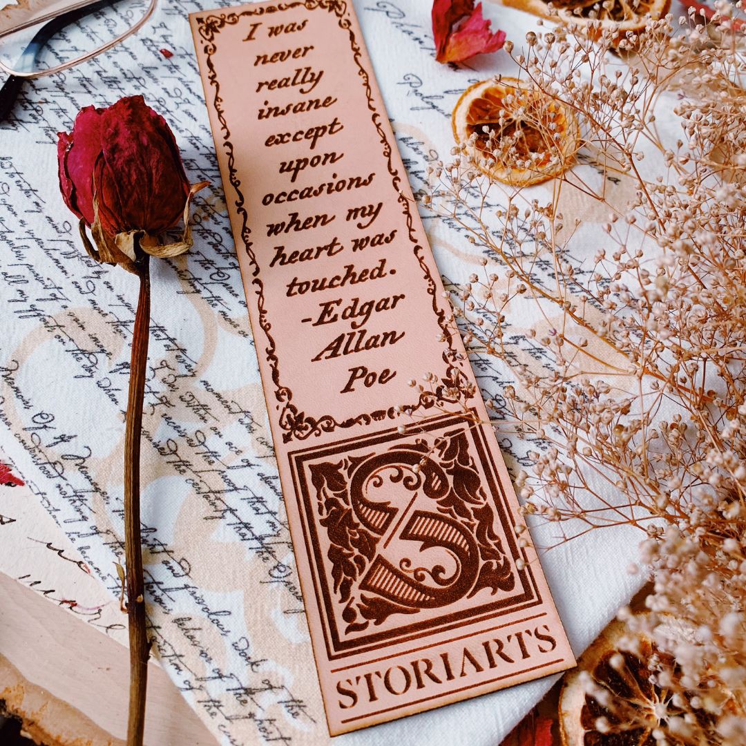 Edgar Allan Poe Leather Quote Bookmark