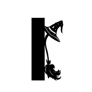 Witch's Broom Bookshelf Silhouette - Black