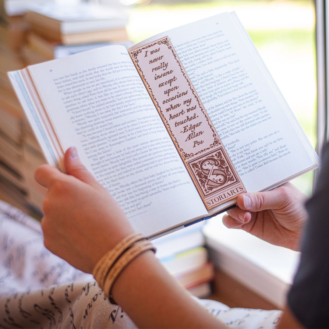 Edgar Allan Poe Leather Quote Bookmark