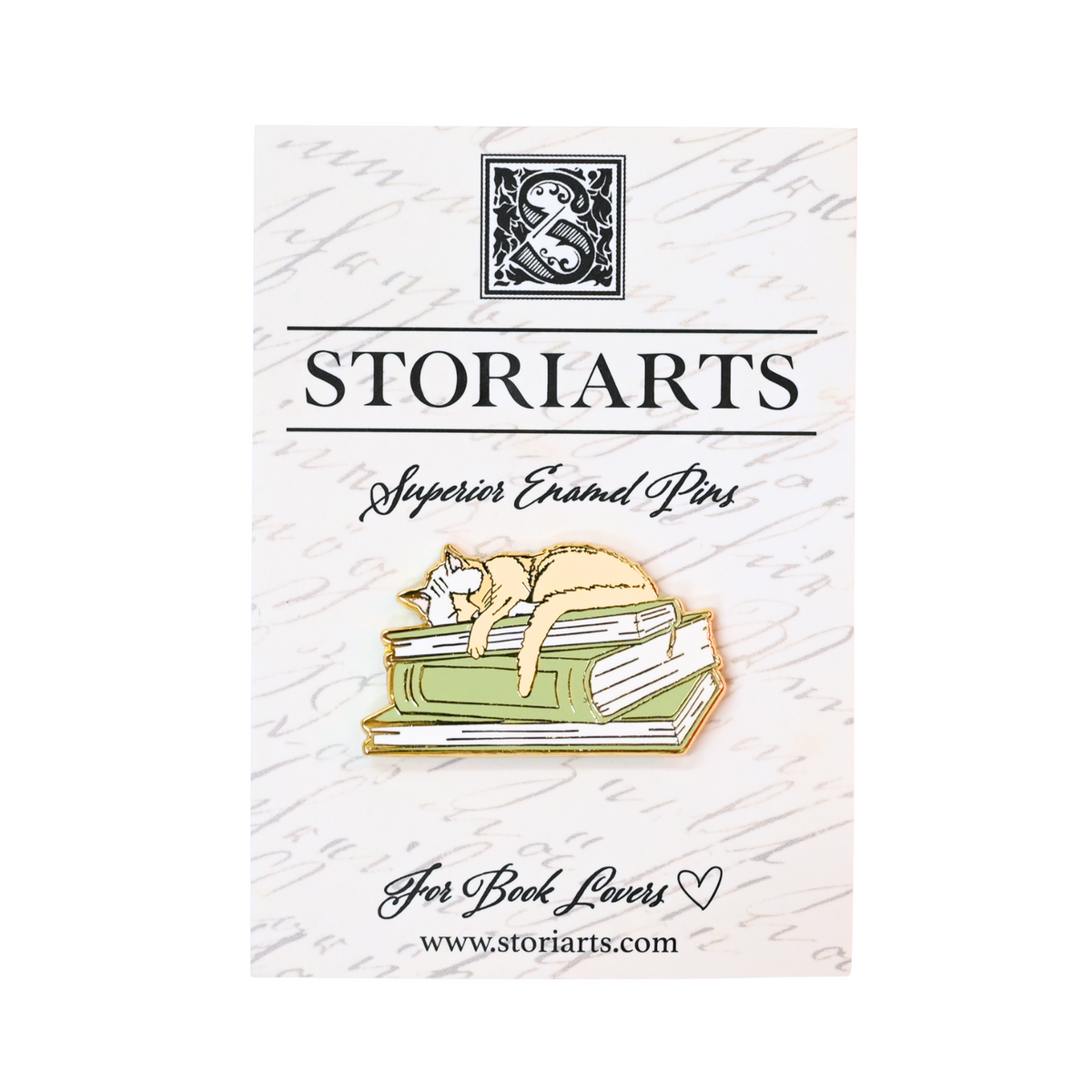 Puss on Books Enamel Pin