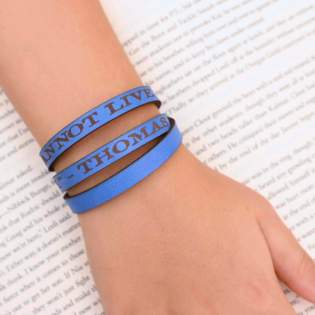 I Cannot Live Without Books Leather Quote Bracelet