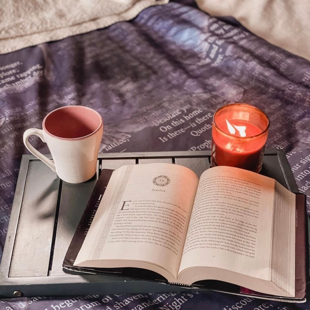 The Raven Sherpa Fleece Book Blanket