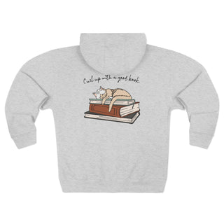 Curl Up With a Good Book Full Zip Hoodie - S / Heather Grey
