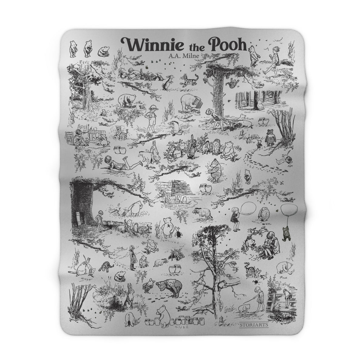 Winnie-the-Pooh Toile Sherpa Fleece Book Blanket