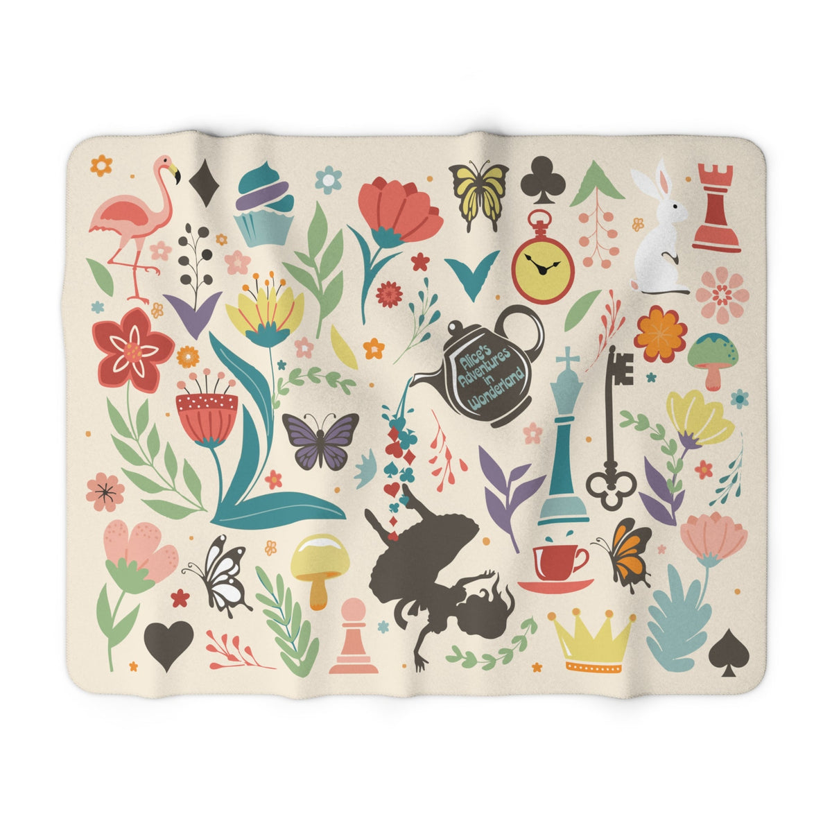Alice in Wonderland Sherpa Fleece Book Blanket