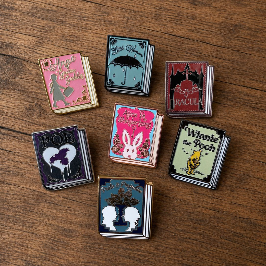 Books Enamel Pin Set