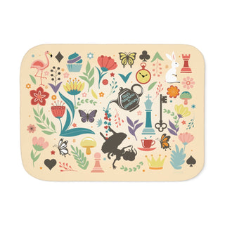 Alice in Wonderland Children's Sherpa Blanket - 30'' × 40'' / Cream