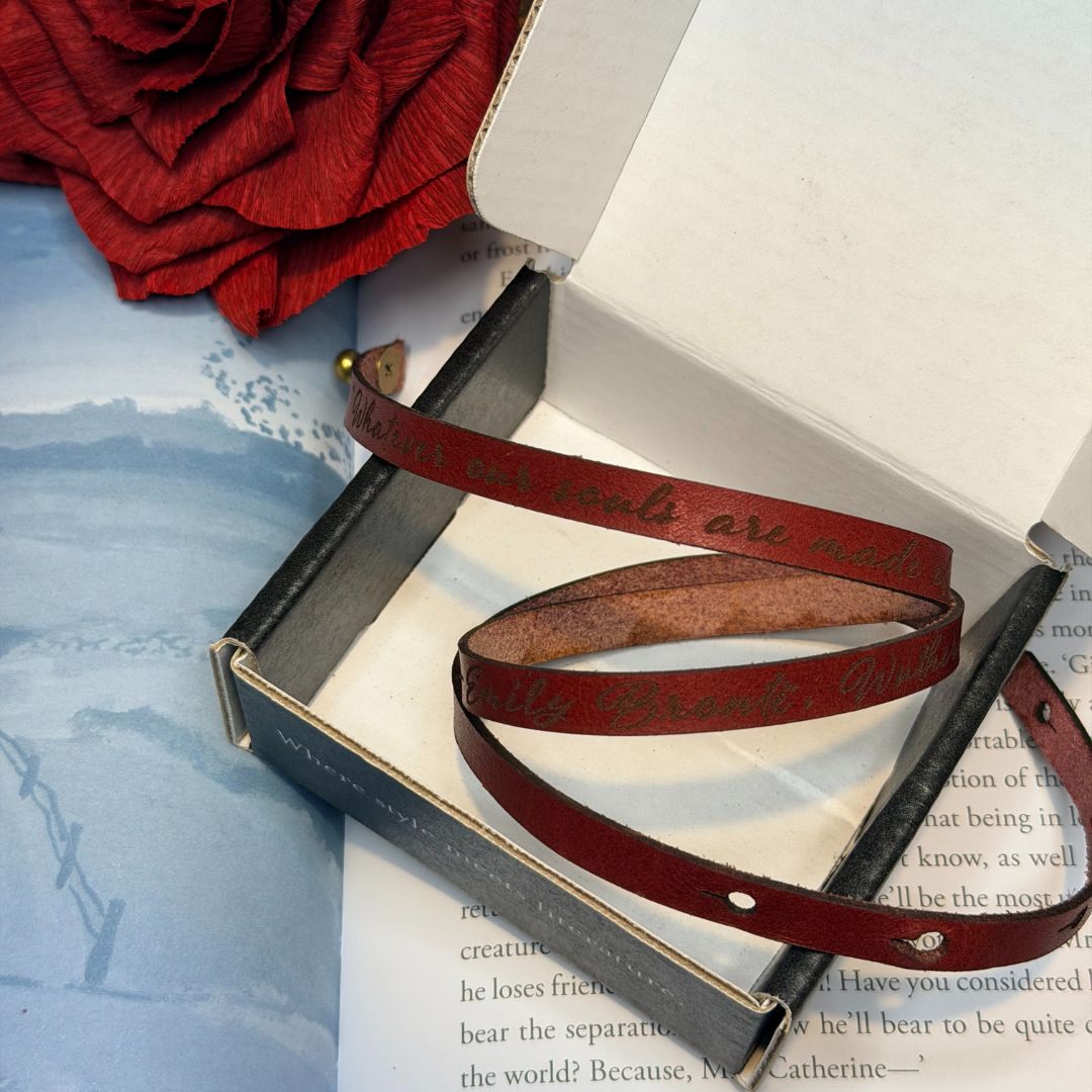 Wuthering Heights Leather Quote Bracelet