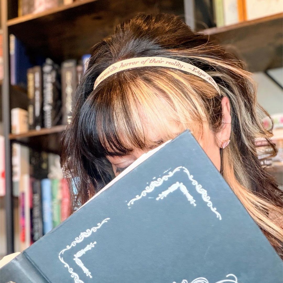 Edgar Allan Poe Leather Quote Headband