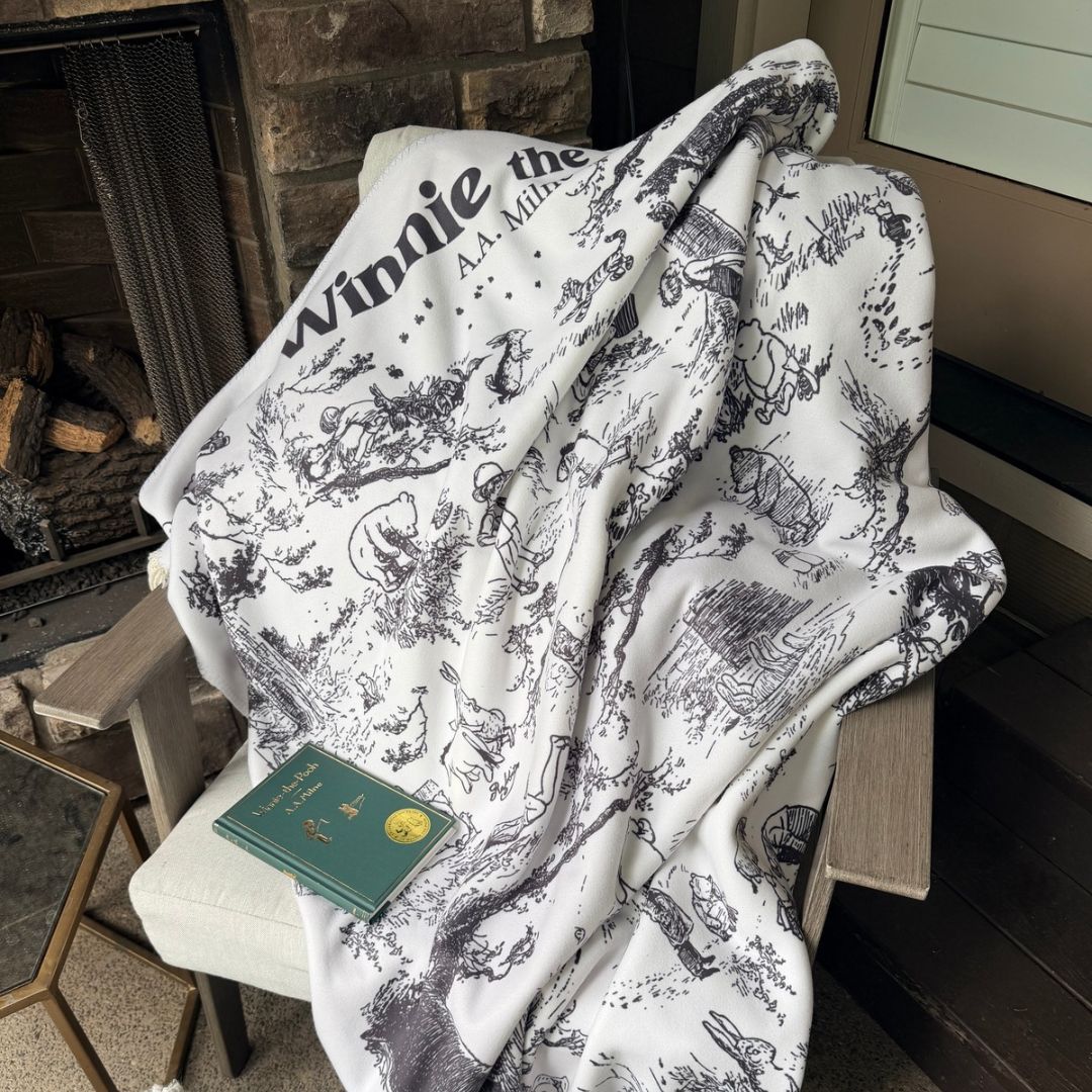 Winnie-the-Pooh Toile Sherpa Fleece Book Blanket