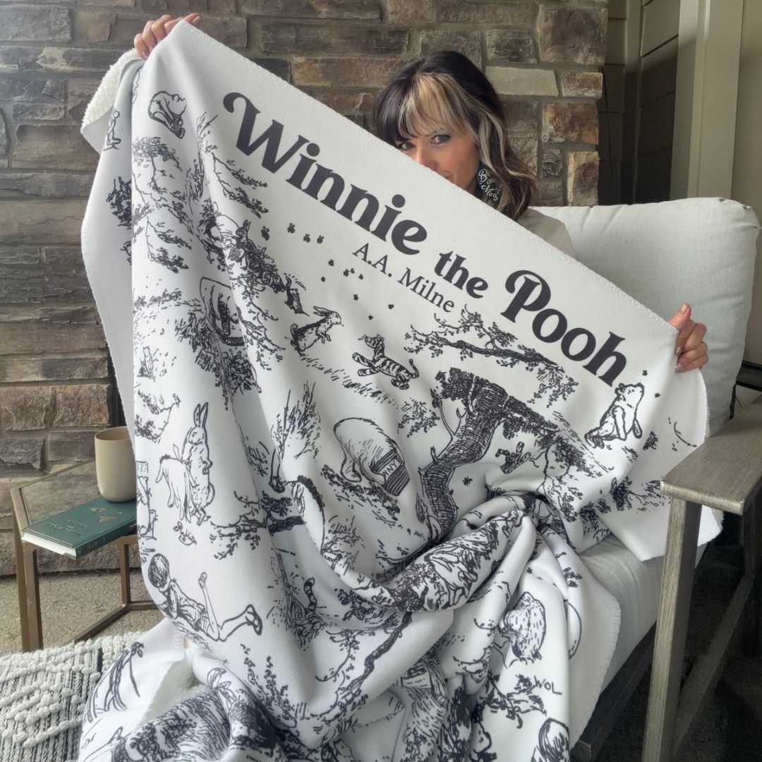 Winnie-the-Pooh Toile Sherpa Fleece Book Blanket