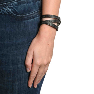 Edgar Allan Poe Leather Quote Bracelet - Black
