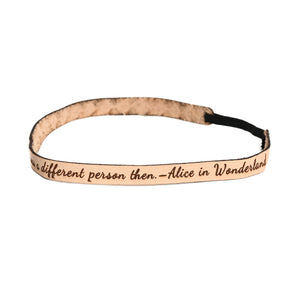 Alice in Wonderland Leather Quote Headband