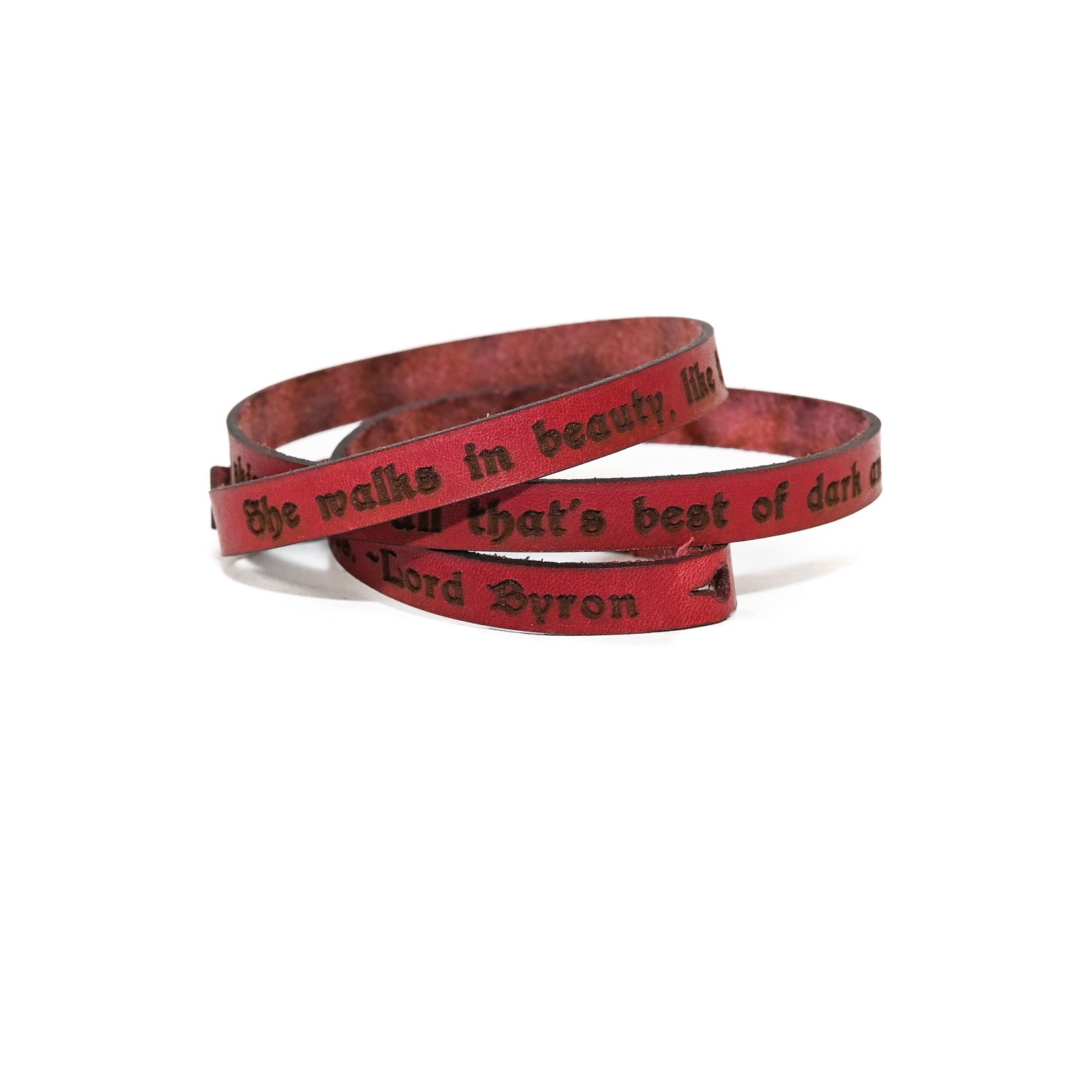 She Walks in Beauty Leather Quote Bracelet