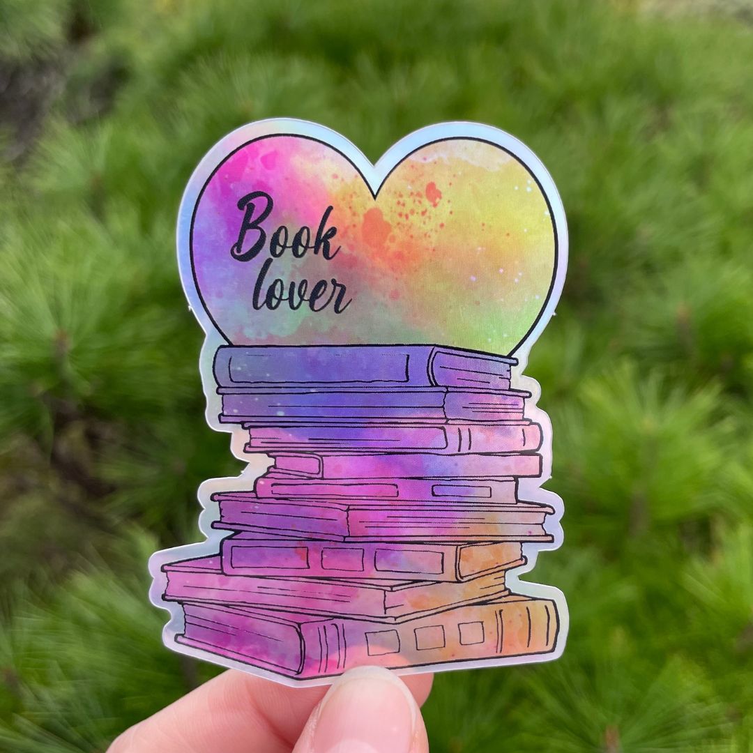 Book Lover's Bookstack Holographic Sticker