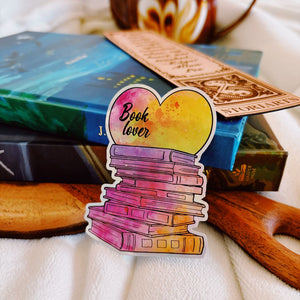 Book Lover's Bookstack Holographic Sticker