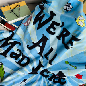 We're All Mad Here Sherpa Fleece Book Blanket