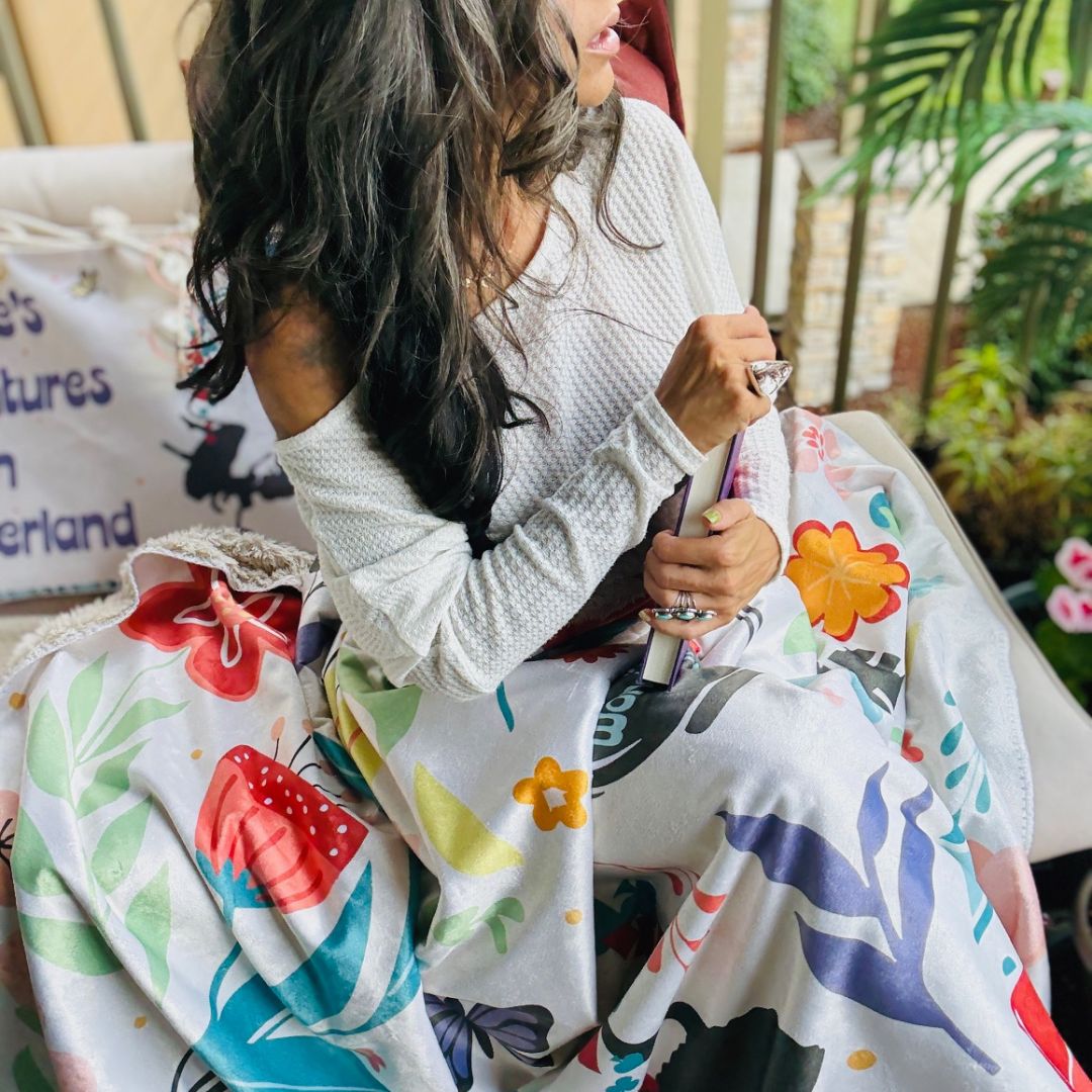 Alice in Wonderland Sherpa Fleece Book Blanket