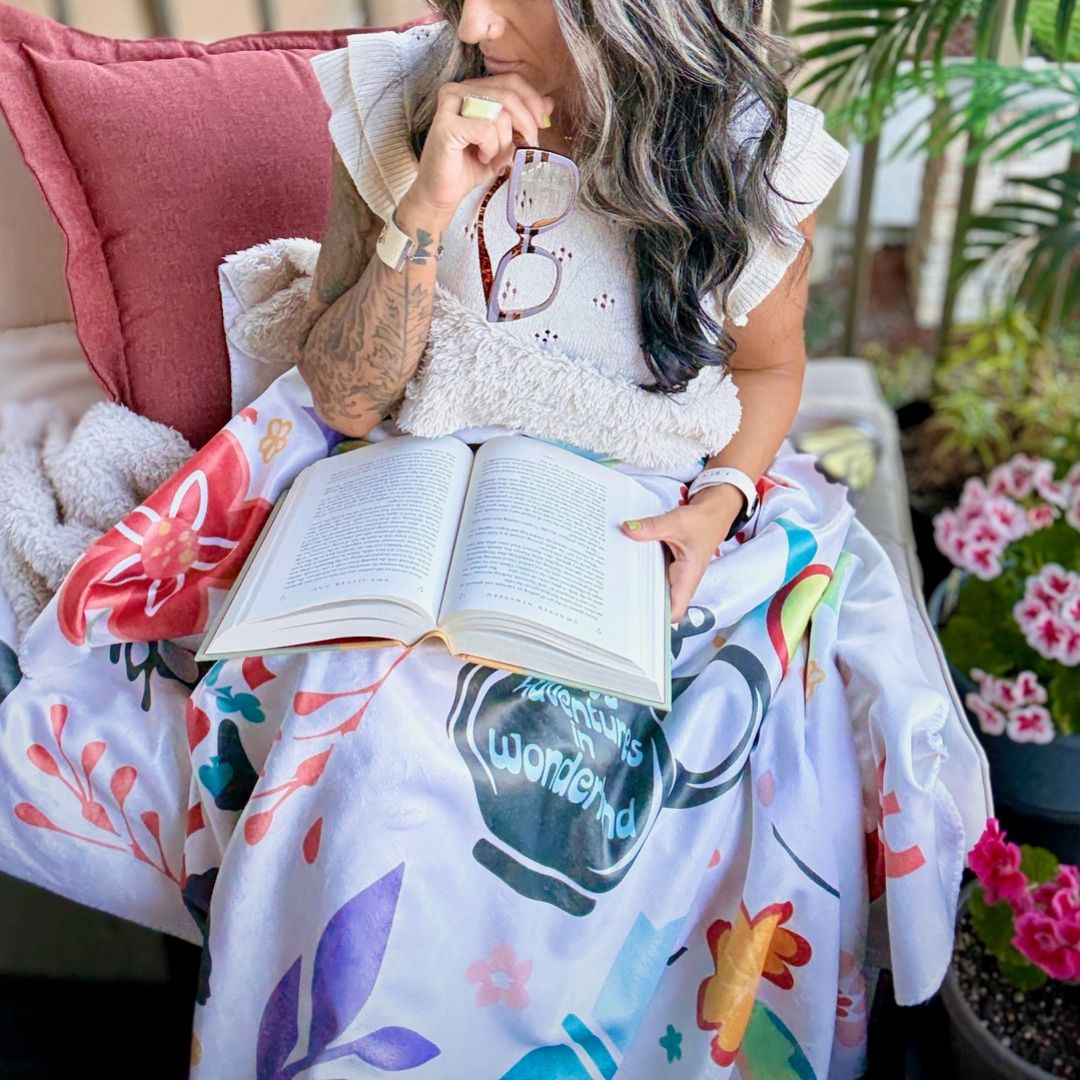 Alice in Wonderland Sherpa Fleece Book Blanket