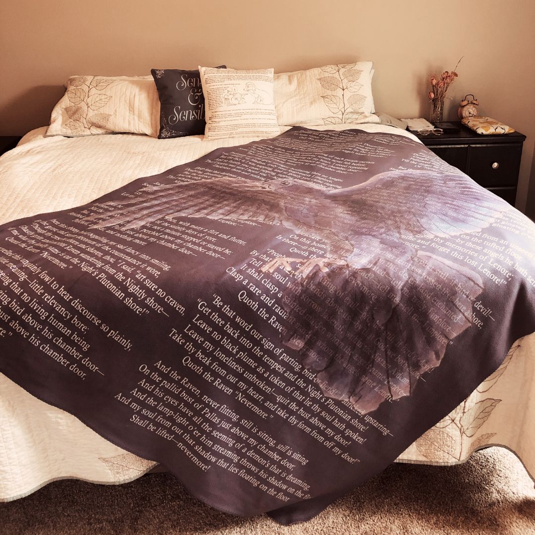 The Raven Sherpa Fleece Book Blanket