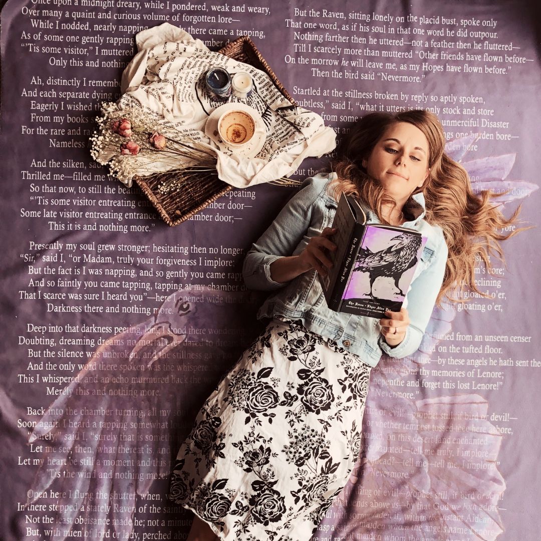 The Raven Sherpa Fleece Book Blanket