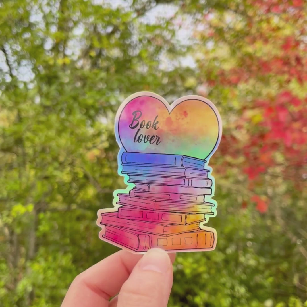 Book Lover's Bookstack Holographic Sticker