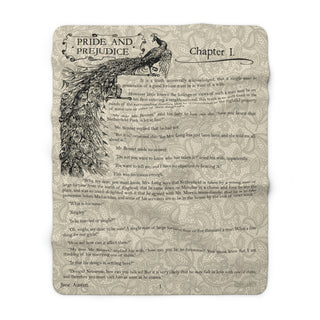 Pride and Prejudice Sherpa Fleece Book Blanket - 50" × 60" / Cream