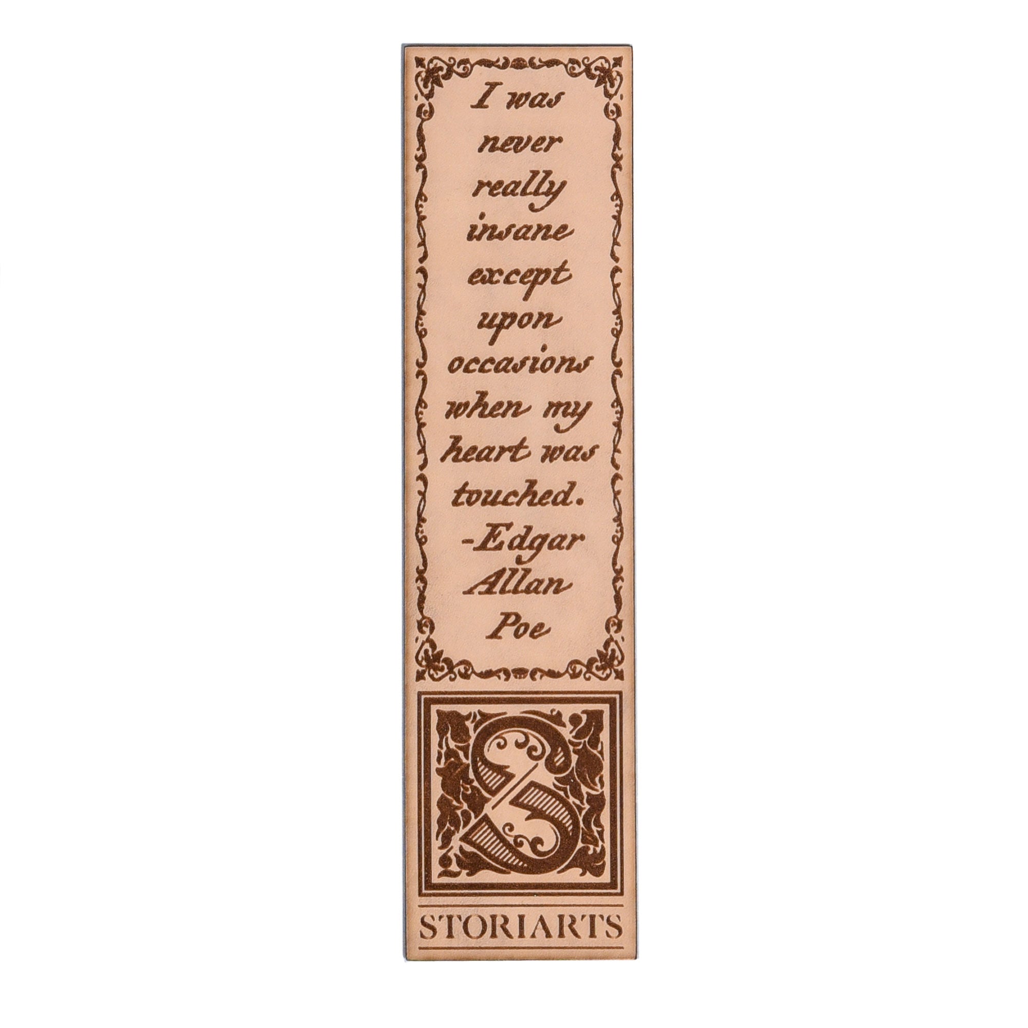 Edgar Allan Poe Leather Quote Bookmark