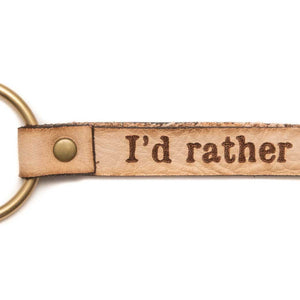 Rather Be Carrying Books Leather Keychain
