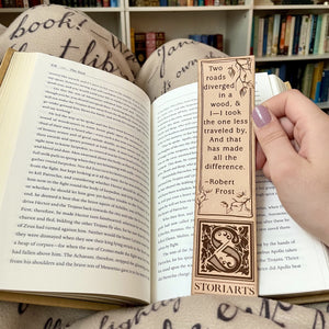Robert Frost Leather Quote Bookmark