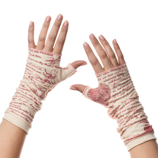 Little House on the Prairie Writing Gloves - OSFM / Dusty Rose/ Cream