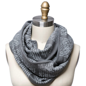 Sense and Sensibility Book Scarf | Grey and White Infinity Scarf