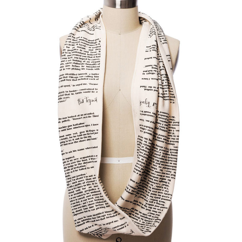 The Great Gatsby Book Scarf | Cream-colored Infinity Scarf - Storiarts