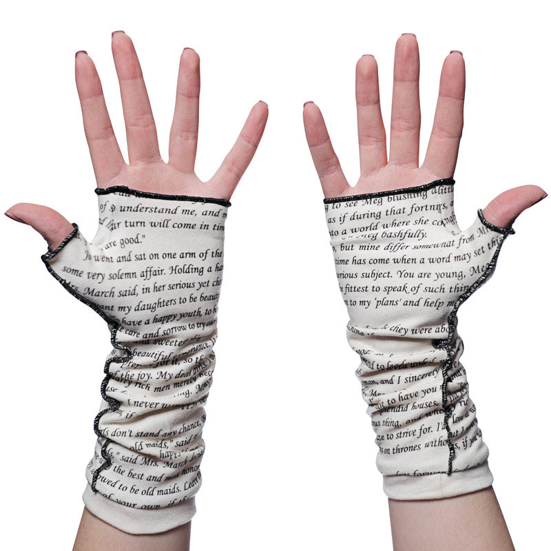 Alice in Wonderland Writing Gloves Fingerless Gloves, Arm Warmers
