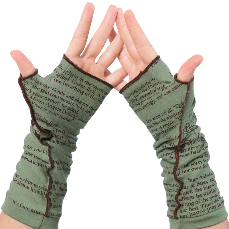 Storiarts Commit to Lit Writing Gloves | Brown and White Fingerless Gloves