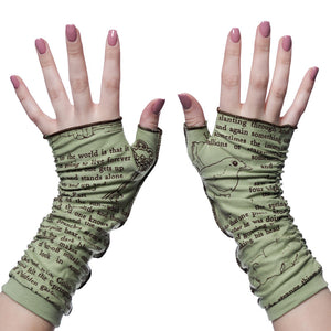 Storiarts Peter Pan Writing Gloves | Soft Green Fingerless Gloves